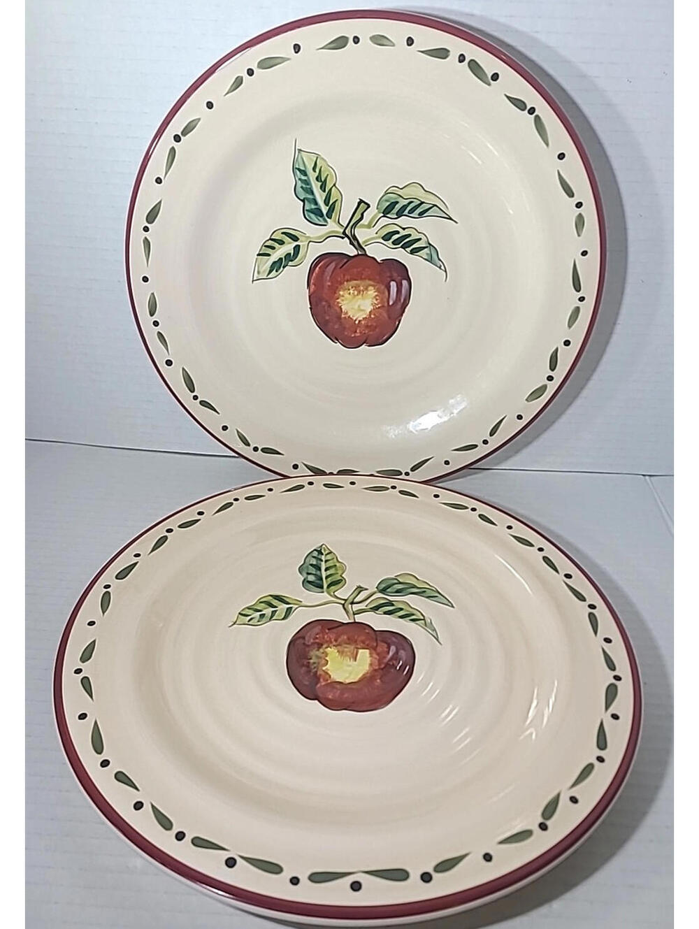 Set Of 2 Home Trends Apple Grove Stoneware Dinner Plates,  11" Country Farmhouse